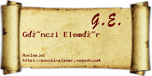 Gönczi Elemér névjegykártya